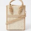 Beige Crochet Crossbody Bag With Handle