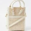 White Crochet Crossbody Bag With Handle