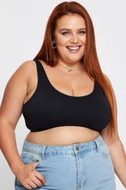 Black Crop Bralette Seamless -You And All Fashion Store cbs0473a 84j black 3 1