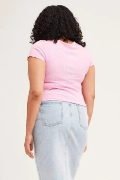 Pink Crop T-shirt Short Sleeve -You And All Fashion Store cbs1005 84jb pink 5