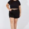 Black T-shirt Short Sleeve Crew Neck Seamless