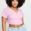 Pink Wrap Top Short Sleeve