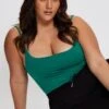 Green Singlet Top Scoop Neck