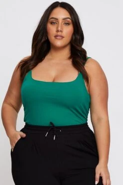 Green Singlet Top Scoop Neck -You And All Fashion Store cbs1136 84ab green 3 1