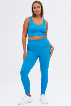 Blue Leggings Activewear -You And All Fashion Store cbs1263 84j blue 3