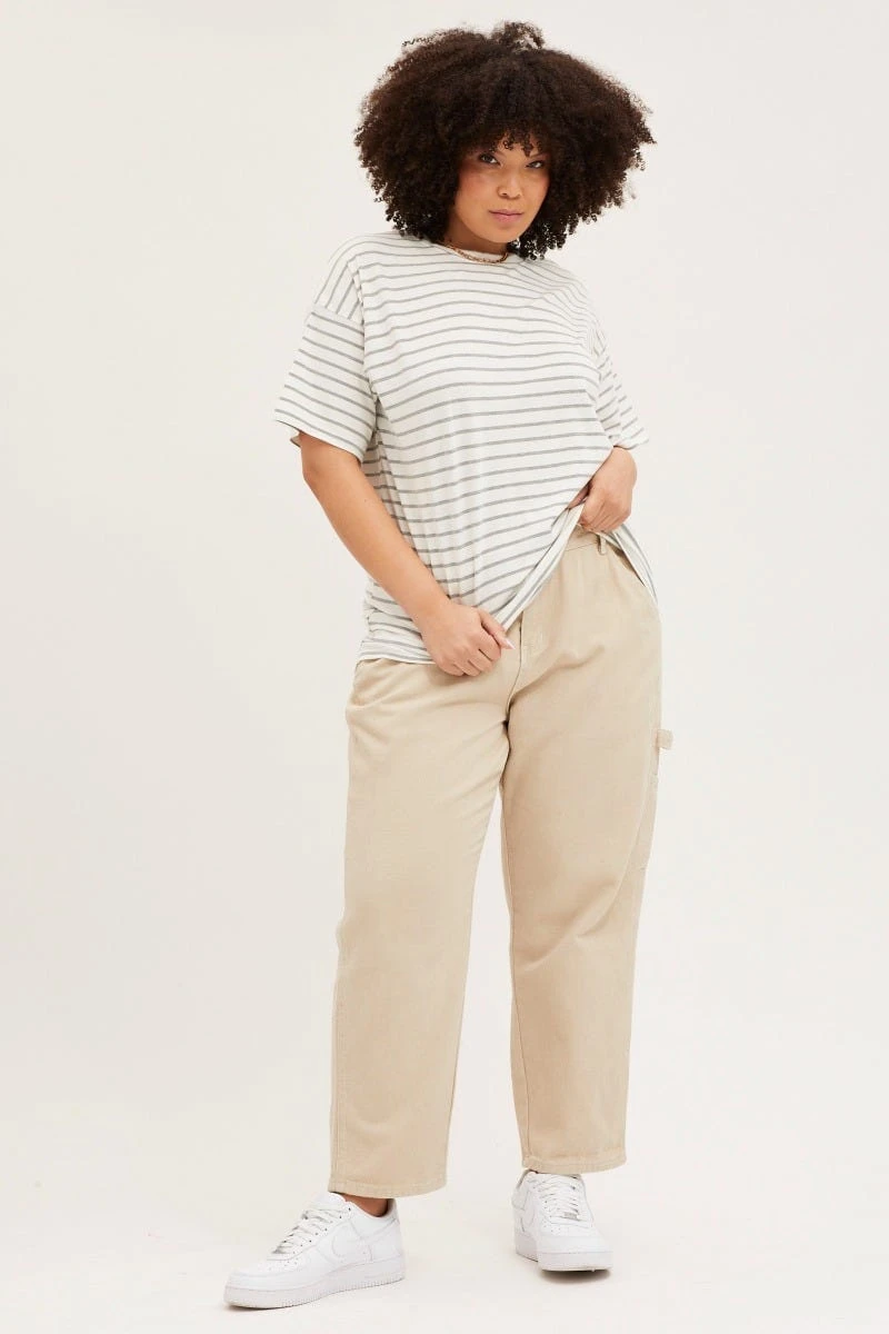 Stripe Short Sleeve Cotton Oversized T-shirt 2 Stripe Short Sleeve Cotton Oversized T-shirt - Image 2