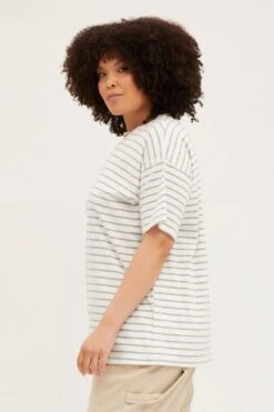Stripe Short Sleeve Cotton Oversized T-shirt 9 Stripe Short Sleeve Cotton Oversized T-shirt -You And All Fashion Store cbs1500a 84jb stripe 4