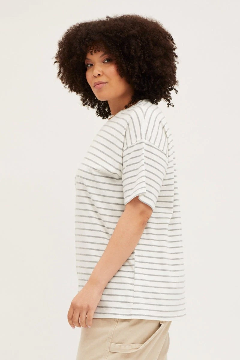 Stripe Short Sleeve Cotton Oversized T-shirt 4 Stripe Short Sleeve Cotton Oversized T-shirt - Image 4