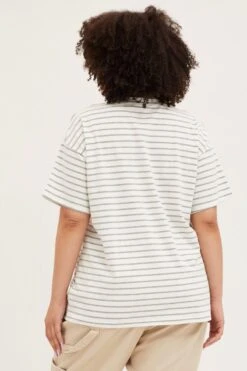 Stripe Short Sleeve Cotton Oversized T-shirt 10 Stripe Short Sleeve Cotton Oversized T-shirt -You And All Fashion Store cbs1500a 84jb stripe 5