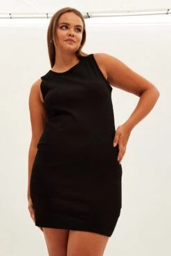 Black Dress Sleeveless Crew Neck -You And All Fashion Store cbs1565 84j black 3