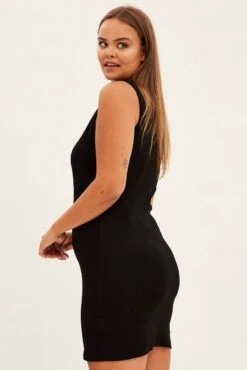 Black Dress Sleeveless Crew Neck -You And All Fashion Store cbs1565 84j black 4