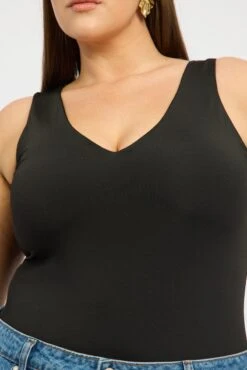 Black V-neck Sleeveless Bodysuit -You And All Fashion Store cbs1625 81jb black 5
