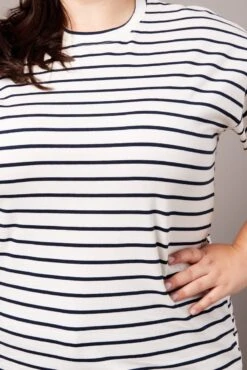 White Stripe Oversized T-shirt Short Sleeve Crew Neck -You And All Fashion Store cbs1656a 84j stripe 6