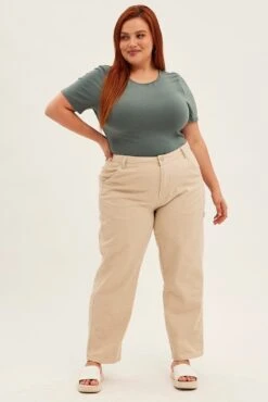 Green Bodysuit Short Sleeve Crew Neck -You And All Fashion Store cbs1657 81jb wash khaki 3