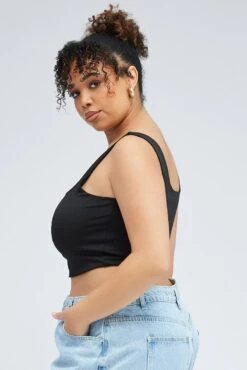 Black Tank Top Square Neck -You And All Fashion Store cbs1751 81j black 4