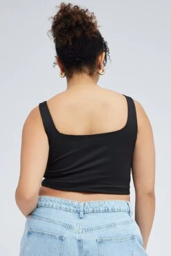 Black Tank Top Square Neck -You And All Fashion Store cbs1751 81j black 5