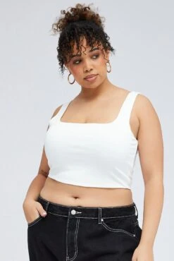 White Tank Top Square Neck -You And All Fashion Store cbs1751 81j white 3