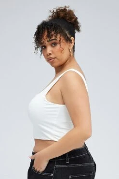 White Tank Top Square Neck -You And All Fashion Store cbs1751 81j white 4