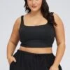 Black Crop Tank Top Square Neck