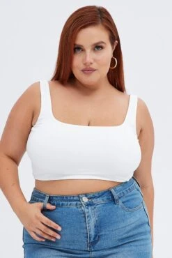 White Crop Tank Top Square Neck 8 White Crop Tank Top Square Neck -You And All Fashion Store cbs1751 81jb white 3