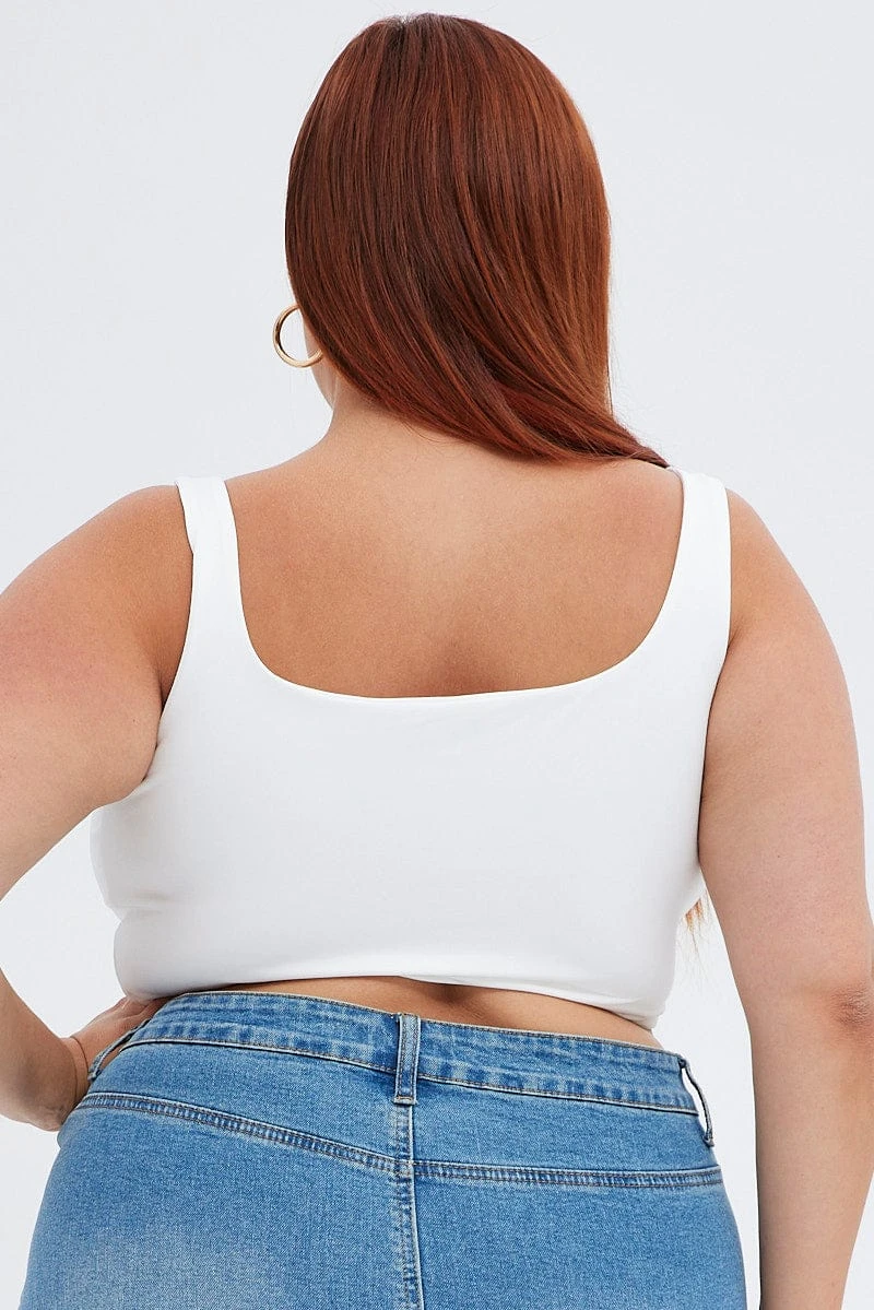 White Crop Tank Top Square Neck 5 White Crop Tank Top Square Neck - Image 5