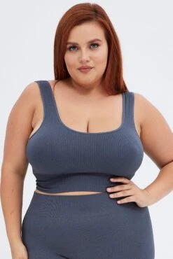 Grey Crop Tank Top Seamless -You And All Fashion Store cbs1755 84j charcoal 3