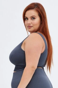 Grey Crop Tank Top Seamless -You And All Fashion Store cbs1755 84j charcoal 4