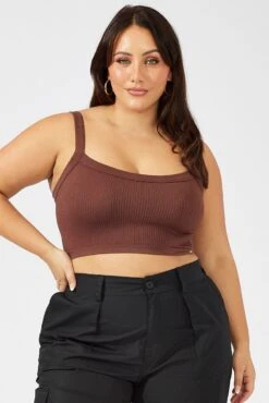 Brown Singlet Top Seamless -You And All Fashion Store cbs1813 84j brown 3