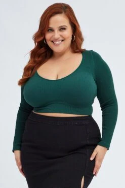 Green Top Long Sleeve V-neck Seamless -You And All Fashion Store cbs1855 84j hunter 3