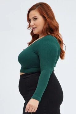 Green Top Long Sleeve V-neck Seamless -You And All Fashion Store cbs1855 84j hunter 4
