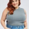 Grey Tank Top Sleeveless Crew Neck