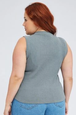 Grey Tank Top Sleeveless Crew Neck -You And All Fashion Store cbs1881 84j charcoal 5