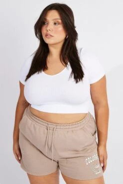 White T-shirt Short Sleeve V-Neck Seamless -You And All Fashion Store cbs1912 84j white 3