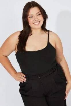 Black Bodysuit Scoop Neck Supersoft -You And All Fashion Store cbs1916 84j black 3