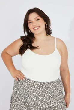 White Bodysuit Scoop Neck Supersoft -You And All Fashion Store cbs1916 84j white 3