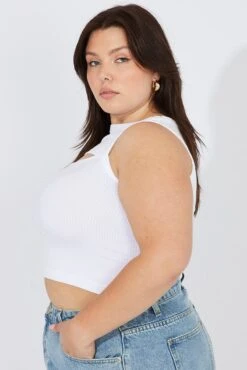 White Cut Out Tank Top Crew Neck Seamless 9 White Cut Out Tank Top Crew Neck Seamless -You And All Fashion Store cbs1922 84j white 4