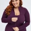 Purple Zip Up Long Sleeve Seamless