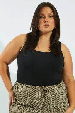 Black Bodysuit Sleeveless Scoop Neck Supersoft 9 Black Bodysuit Sleeveless Scoop Neck Supersoft -You And All Fashion Store cbs1938 84j black 4