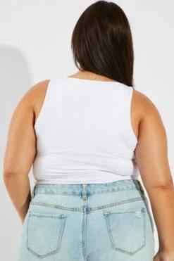 White Bodysuit Sleeveless Scoop Neck Supersoft -You And All Fashion Store cbs1938 84j white 5