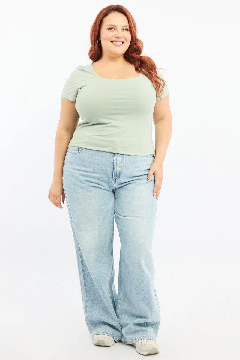 Green Top Short Sleeve Scoop Neck Supersoft 2 Green Top Short Sleeve Scoop Neck Supersoft - Image 2