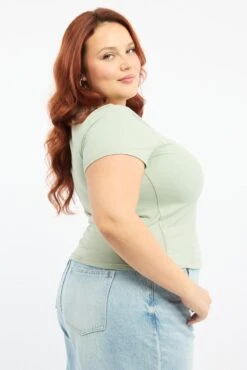 Green Top Short Sleeve Scoop Neck Supersoft 7 Green Top Short Sleeve Scoop Neck Supersoft -You And All Fashion Store cbs1962 84j sage 3