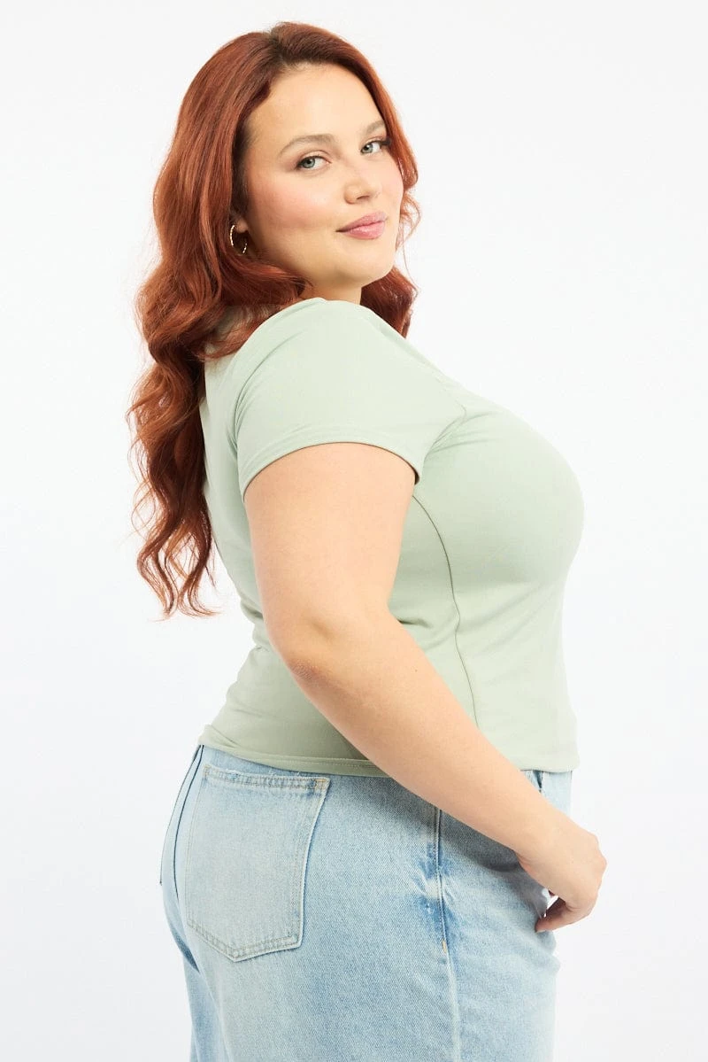 Green Top Short Sleeve Scoop Neck Supersoft 3 Green Top Short Sleeve Scoop Neck Supersoft - Image 3