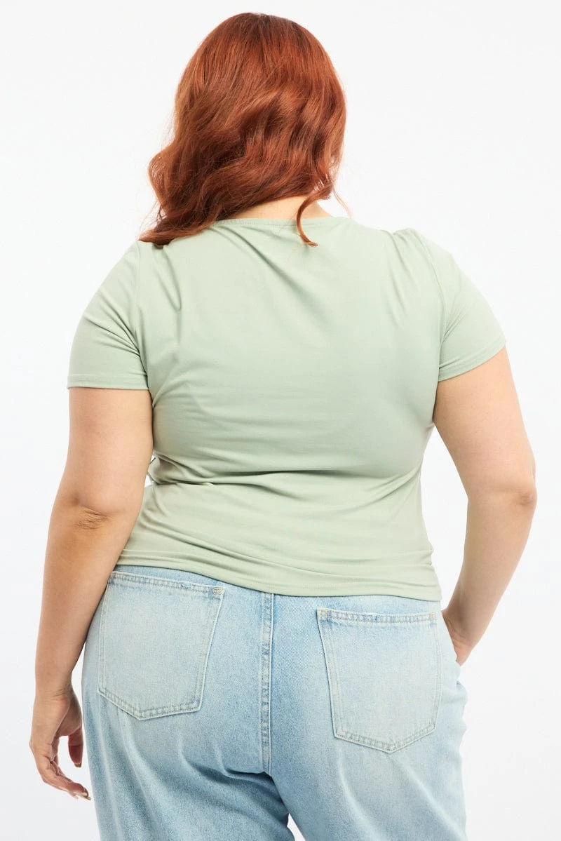 Green Top Short Sleeve Scoop Neck Supersoft 4 Green Top Short Sleeve Scoop Neck Supersoft - Image 4