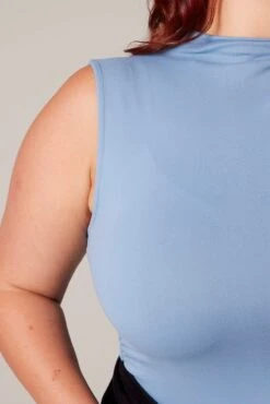 Blue Tank Top Supersoft High Neck Gathered -You And All Fashion Store cbs2027 84jb dusty blue 6