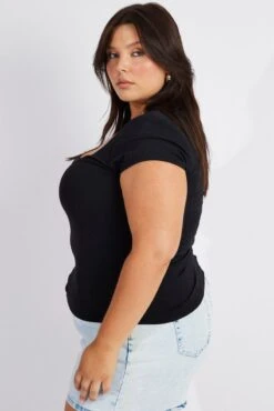 Black Top Cap Sleeve Square Neck Longline Supersoft 9 Black Top Cap Sleeve Square Neck Longline Supersoft -You And All Fashion Store cbs2028 84jb black 4