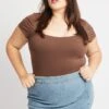 Brown Bodysuit Short Sleeve Supersoft