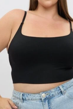 Black Singlet Round Neck Seamless -You And All Fashion Store cbs2197a 84j black 6