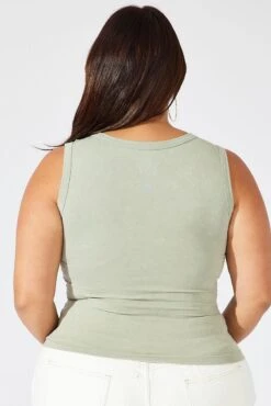 Green Tank Top Seamless Washed -You And All Fashion Store cbs2251 84j wash khaki 5
