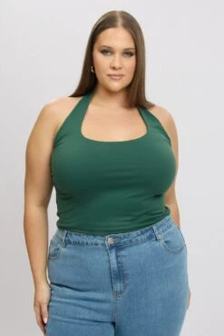 Green Halter Neck Tank Top Supersoft