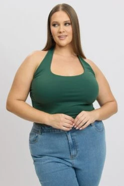 Green Halter Neck Tank Top Supersoft -You And All Fashion Store cbs2284 84j green 3
